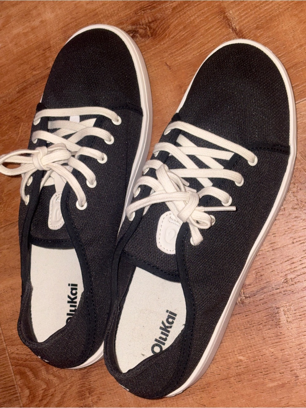 OluKai Black Canvas Lace-Up Sneakers with White Soles - Picture 8 of 10